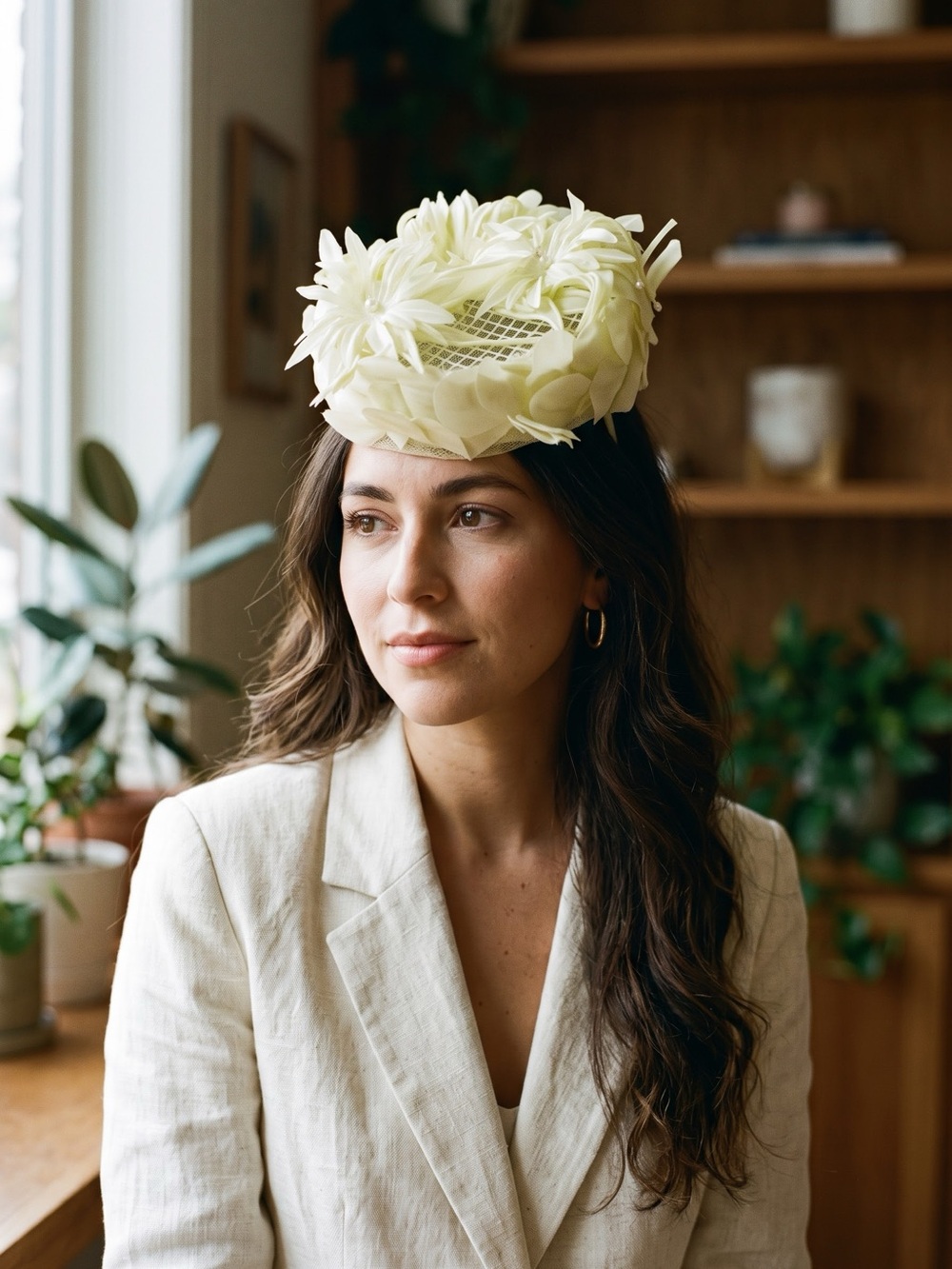 Vintage floral hat weddings church